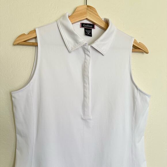 Golftini White Sleeveless Golf Polo Embroidered Pink Martini Glass Size Medium - Picture 3 of 8